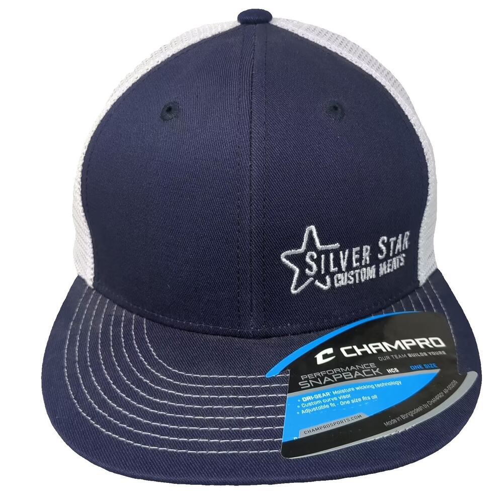 Champro Silver Star Custom Meats Blue Trucker Hat One Size Snapback Adjustable